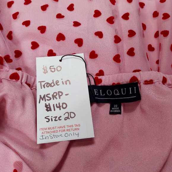 Eloquii pink and red heart textured mini dress Women's Plus Size 20 Fit & Flare - Picture 3 of 13